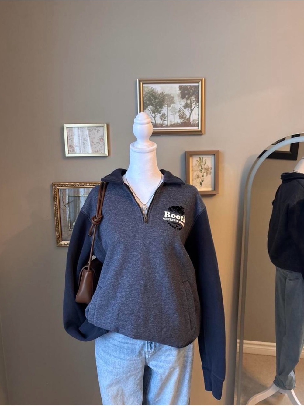 Roots Two-Tone Navy & Heather Gray Half-Zip Sweatshirt